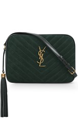 Saint Laurent LOU QUILTED SUEDE CAMERA BAG | NEW VERT FONCE/GOLD